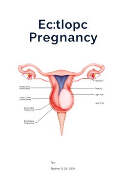 A professionally designed cover page for a project on ectopic pregnancy, featuring an anatomical diagram of the female reproductive system with emphasis on an ectopic pregnancy, clear labels, and educational elements
