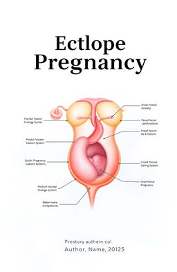 A professionally designed cover page for a project on ectopic pregnancy, featuring an anatomical diagram of the female reproductive system with emphasis on an ectopic pregnancy, clear labels, and educational elements