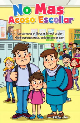 A vibrant and engaging cartoon cover illustrating the theme of school bullying, featuring a diverse group of students, some appearing upset while others are supportive