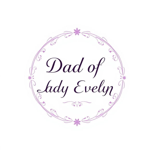 A logo design featuring the text "Dad of Lady Evelyn" elegantly integrated within a circular layout