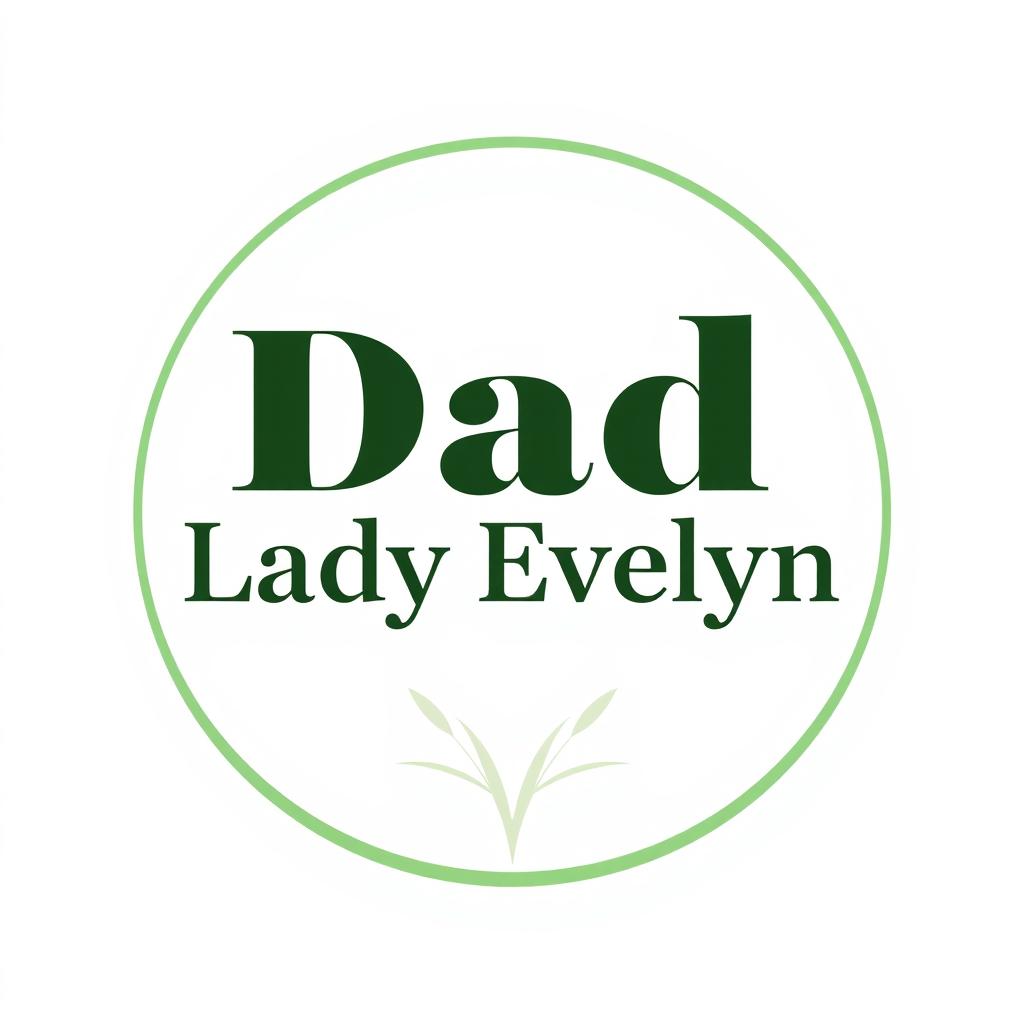 A logo design featuring the text "Dad of Lady Evelyn" elegantly displayed within a circular format