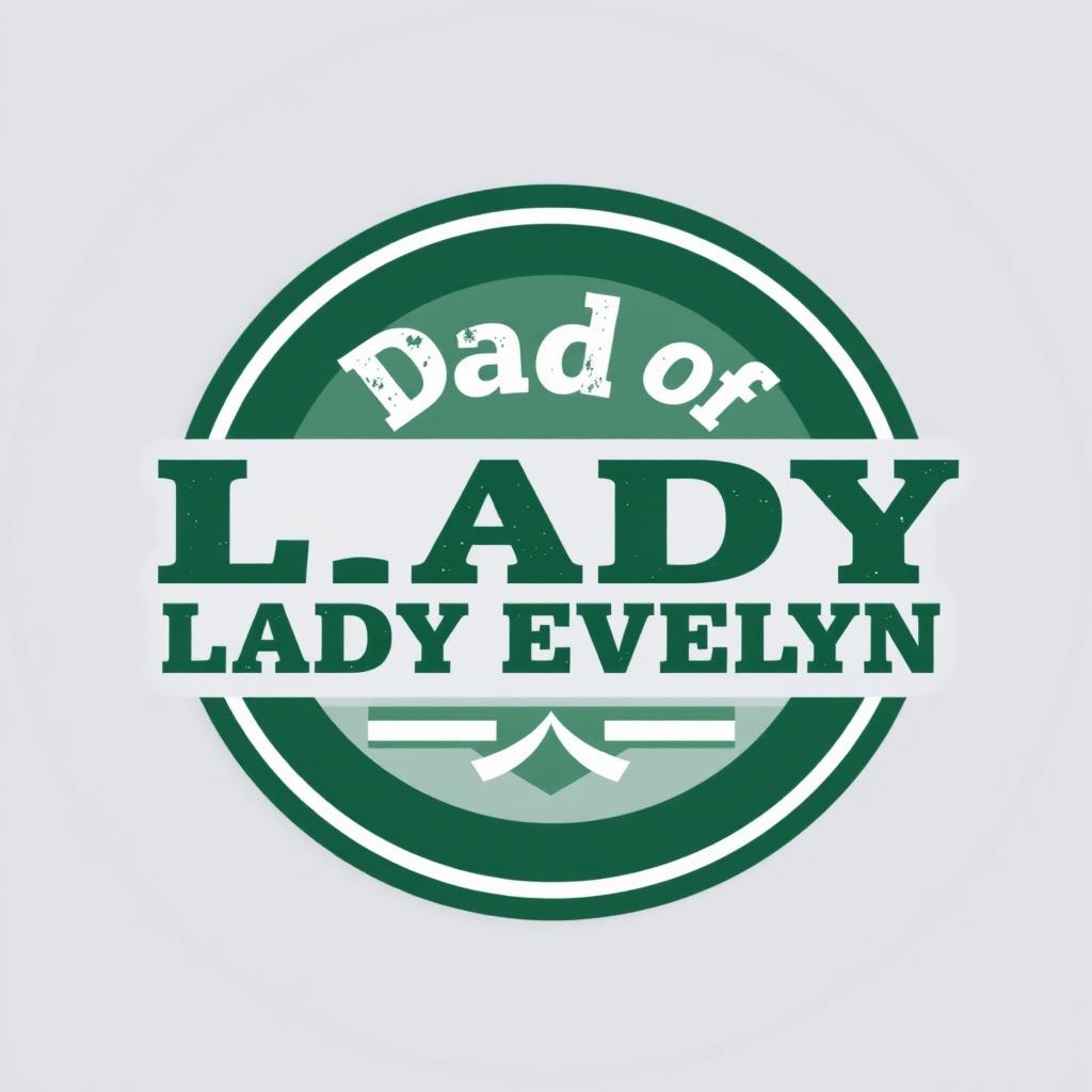 A logo design featuring the text "Dad of Lady Evelyn" prominently displayed within a circular shape