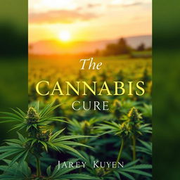A visually striking book cover for 'The Cannabis Cure', featuring a lush green cannabis plant in the foreground with vibrant leaves and buds