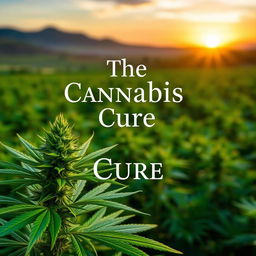 A visually striking book cover for 'The Cannabis Cure', featuring a lush green cannabis plant in the foreground with vibrant leaves and buds