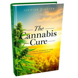 A visually striking book cover for 'The Cannabis Cure', featuring a lush green cannabis plant in the foreground with vibrant leaves and buds