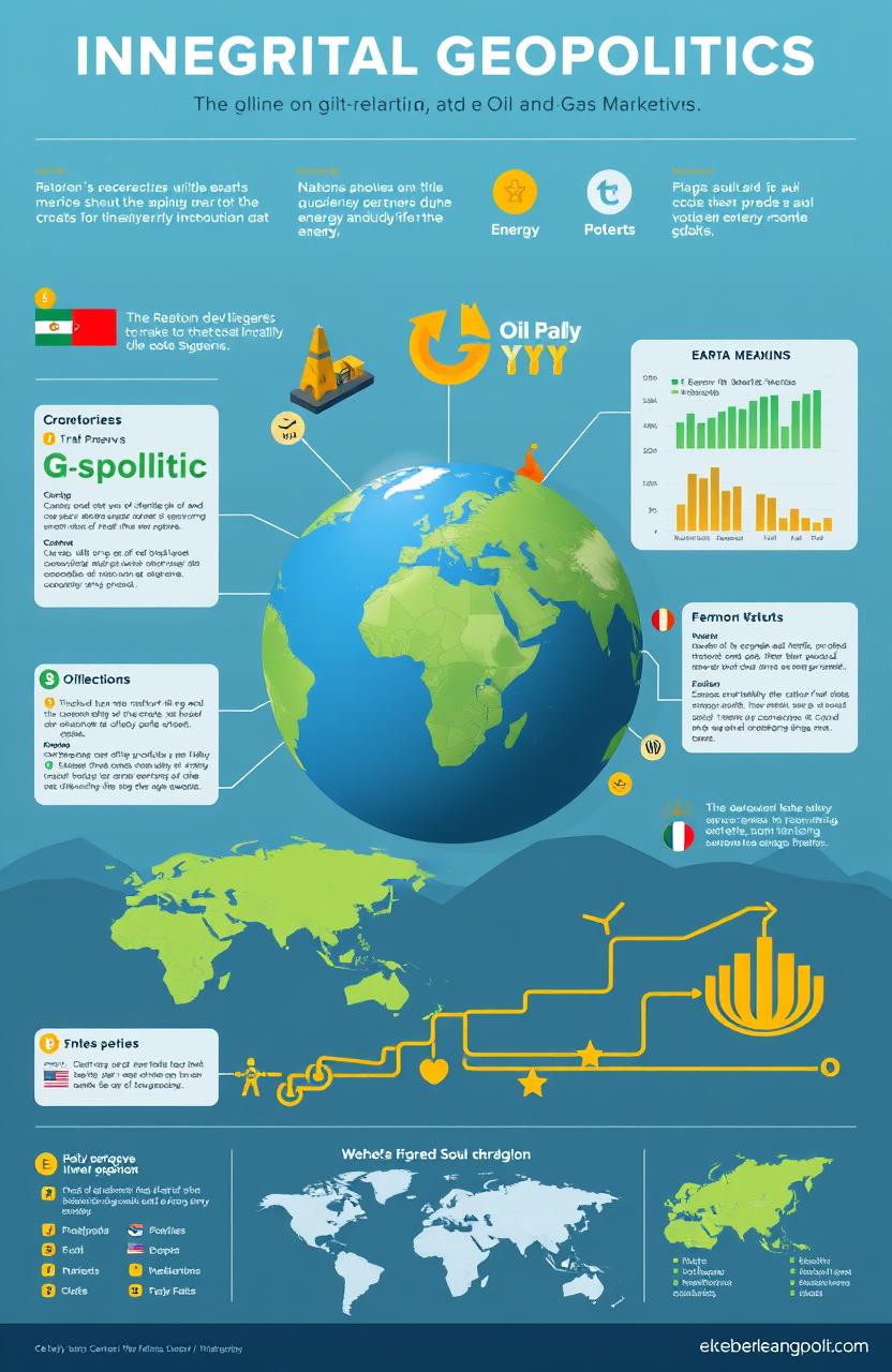 A visually engaging infographic illustrating the concept of Integral Geopolitics in relation to Oil and Gas Marketing