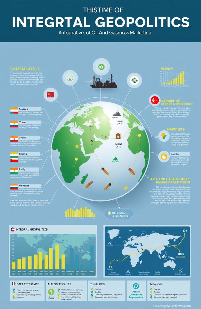 A visually engaging infographic illustrating the concept of Integral Geopolitics in relation to Oil and Gas Marketing