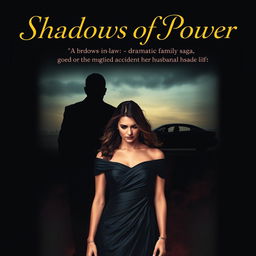 The book cover for 'Shadows Of Power', illustrating a dramatic family saga