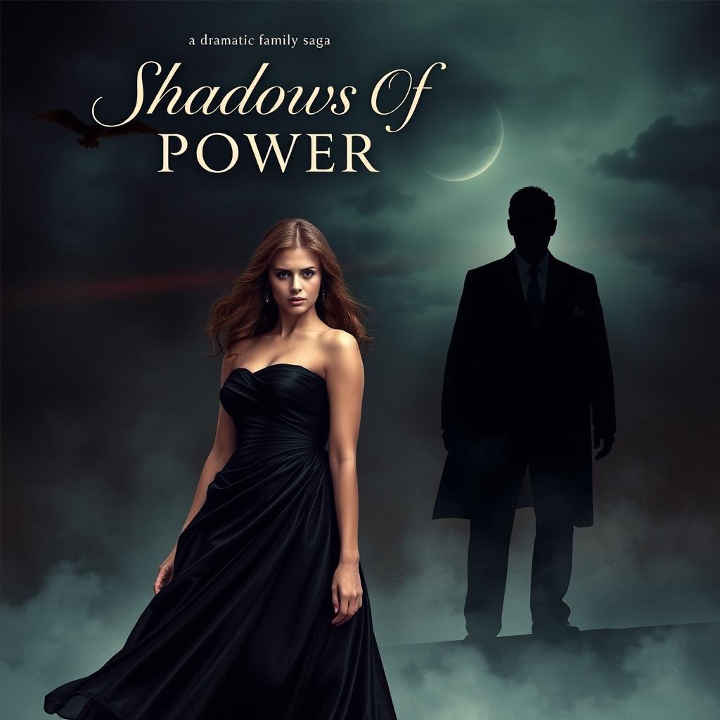 The book cover for 'Shadows Of Power', illustrating a dramatic family saga