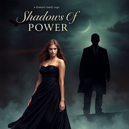 The book cover for 'Shadows Of Power', illustrating a dramatic family saga