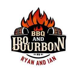 A bold and striking logo design for "BBQ and Bourbon by Ryan and Ian"