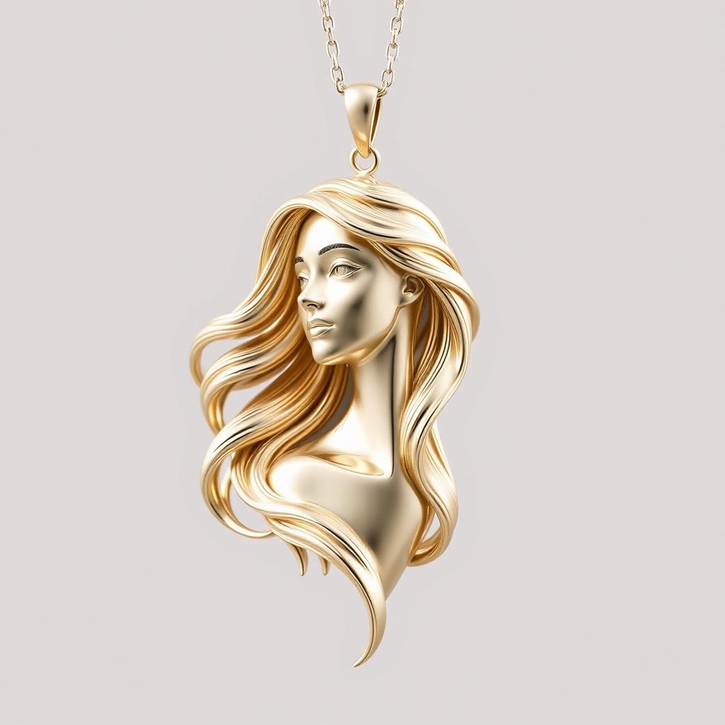 A stunningly realistic pendant featuring a woman designed in intricate detail