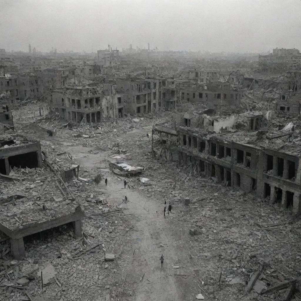 The resulting aftermath of the meteor strike is a devastated cityscape. Every building reduced to rubble, homes demolished, and the lifeless bodies of the unfortunate inhabitants adding to the desolate scene.