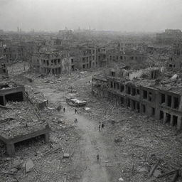 The resulting aftermath of the meteor strike is a devastated cityscape. Every building reduced to rubble, homes demolished, and the lifeless bodies of the unfortunate inhabitants adding to the desolate scene.