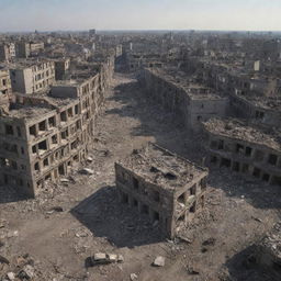 The resulting aftermath of the meteor strike is a devastated cityscape. Every building reduced to rubble, homes demolished, and the lifeless bodies of the unfortunate inhabitants adding to the desolate scene.