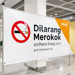 A prominent no smoking banner in a designated area, designed with clear and bold typography