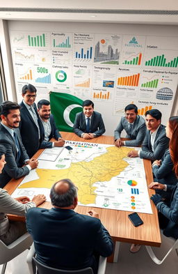 A compelling visual representation of Pakistan's economic future, focusing on resilience and recovery after the IMF
