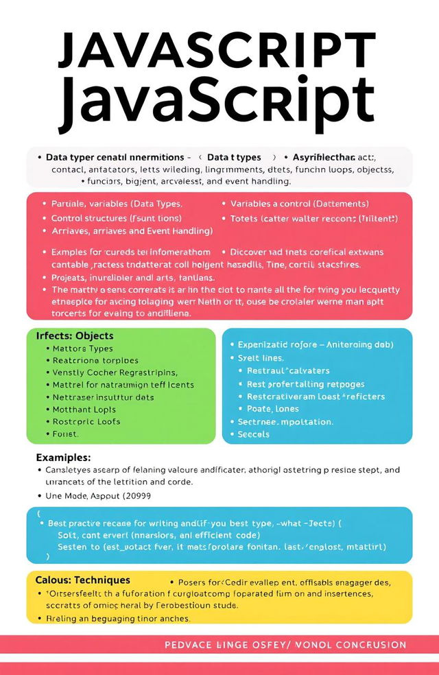 Comprehensive documentation on JavaScript, covering the basics including data types, variables, control structures (if statements, loops), functions, arrays, objects, and event handling