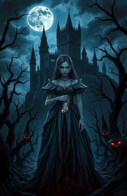 A dark and eerie book cover inspired by a horror version of Cinderella