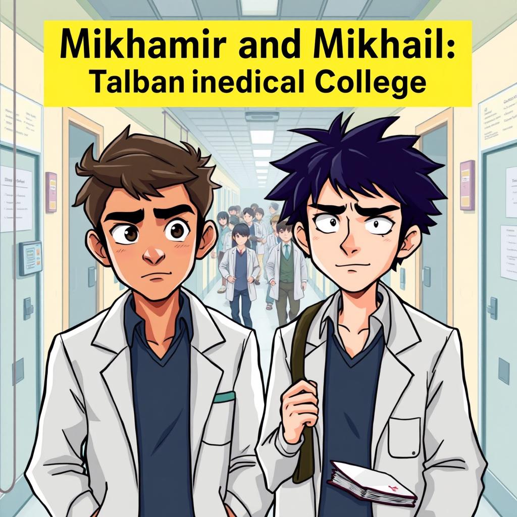 An illustration for a story titled 'Mikhamir and Mikhail: Talban in Medical College