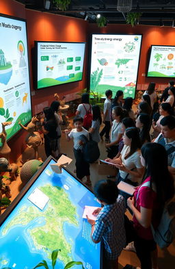 A vibrant and engaging multimedia installation showcasing environmental communication
