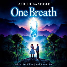 Book cover for 'One Breath' by Ashish Badole, illustrating a magical twilight scene above an ancient forest