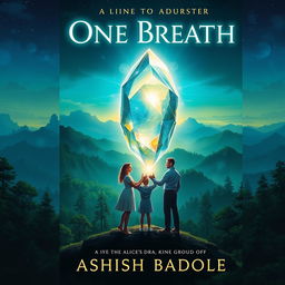 Book cover for 'One Breath' by Ashish Badole, illustrating a magical twilight scene above an ancient forest