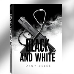 A striking book cover for a romance novel titled "Black and White," featuring symbolic elements representing the characters rather than depicting them
