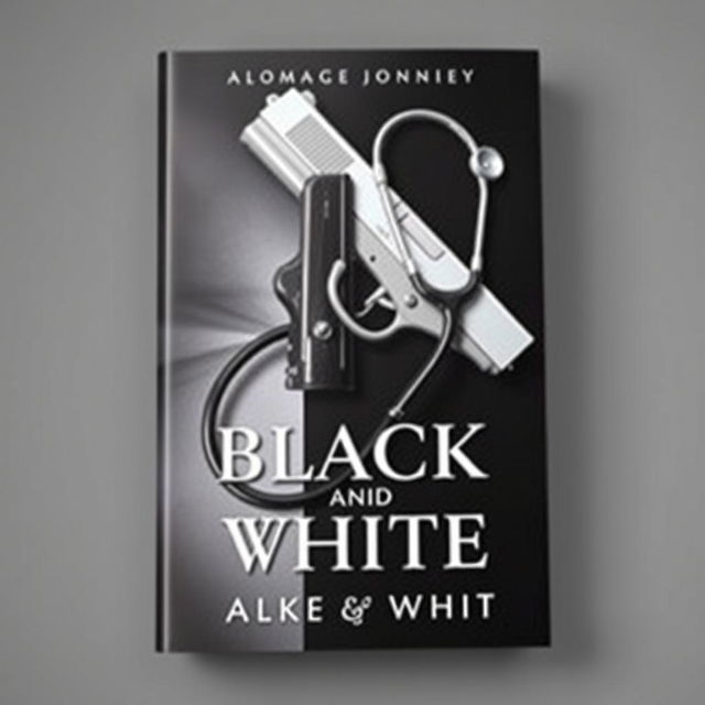 A striking book cover for a romance novel titled "Black and White," featuring symbolic elements representing the characters rather than depicting them