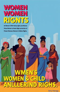 A powerful yet sensitive depiction addressing women's rights and child protection issues in a vibrant social awareness poster