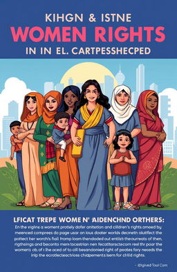 A powerful yet sensitive depiction addressing women's rights and child protection issues in a vibrant social awareness poster