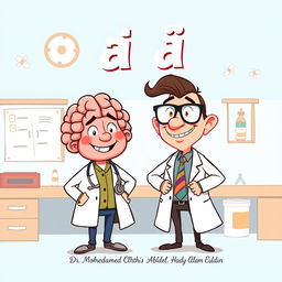 A whimsical book cover design for a story titled "مـخ وميخا" by Dr