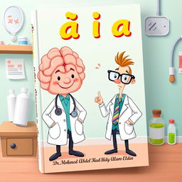 A whimsical book cover design for a story titled "مـخ وميخا" by Dr