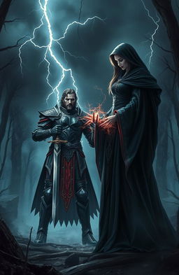 A dramatic scene depicting an intense rivalry between two powerful characters in a gothic setting