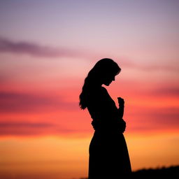 A beautiful silhouette of two people embracing each other in a comforting manner