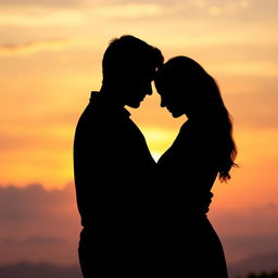 A beautiful silhouette of two people embracing each other in a comforting manner