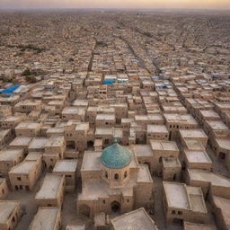 An intricate cityscape of Al Ahqaf, Iran, defined by its unique architecture and cultural elements.