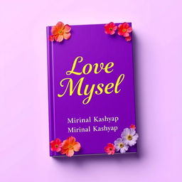 A visually striking book cover designed in a purple color palette, featuring beautiful, vibrant flowers artistically arranged around the edges