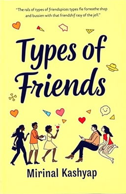 A light yellow book cover featuring the title 'Types of Friends' in bold, elegant typography, with the author's name, 'Mrinal Kashyap', positioned at the bottom in a smaller font