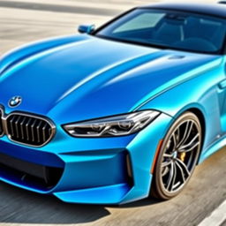 A large sports car with a sleek and modern design, evoking the essence of a BMW but with its own unique features