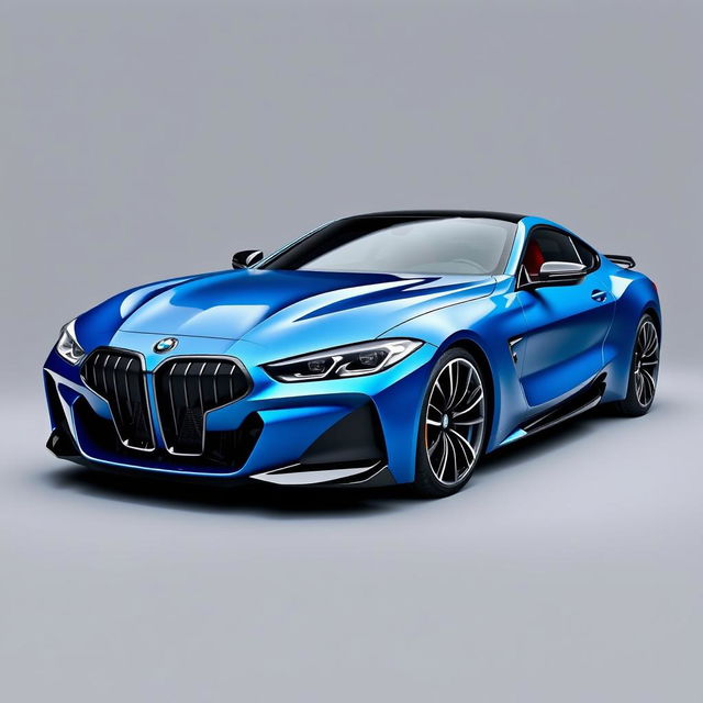 A large sports car with a sleek and modern design, evoking the essence of a BMW but with its own unique features