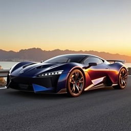 A large, modern sports car with a unique design that sets it apart from typical sports cars