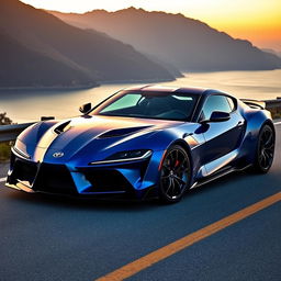 A large, modern sports car with a unique design that sets it apart from typical sports cars