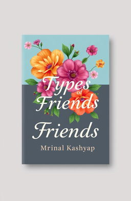 A beautiful book cover design for a book titled 'Types of Friends' by Mrinal Kashyap