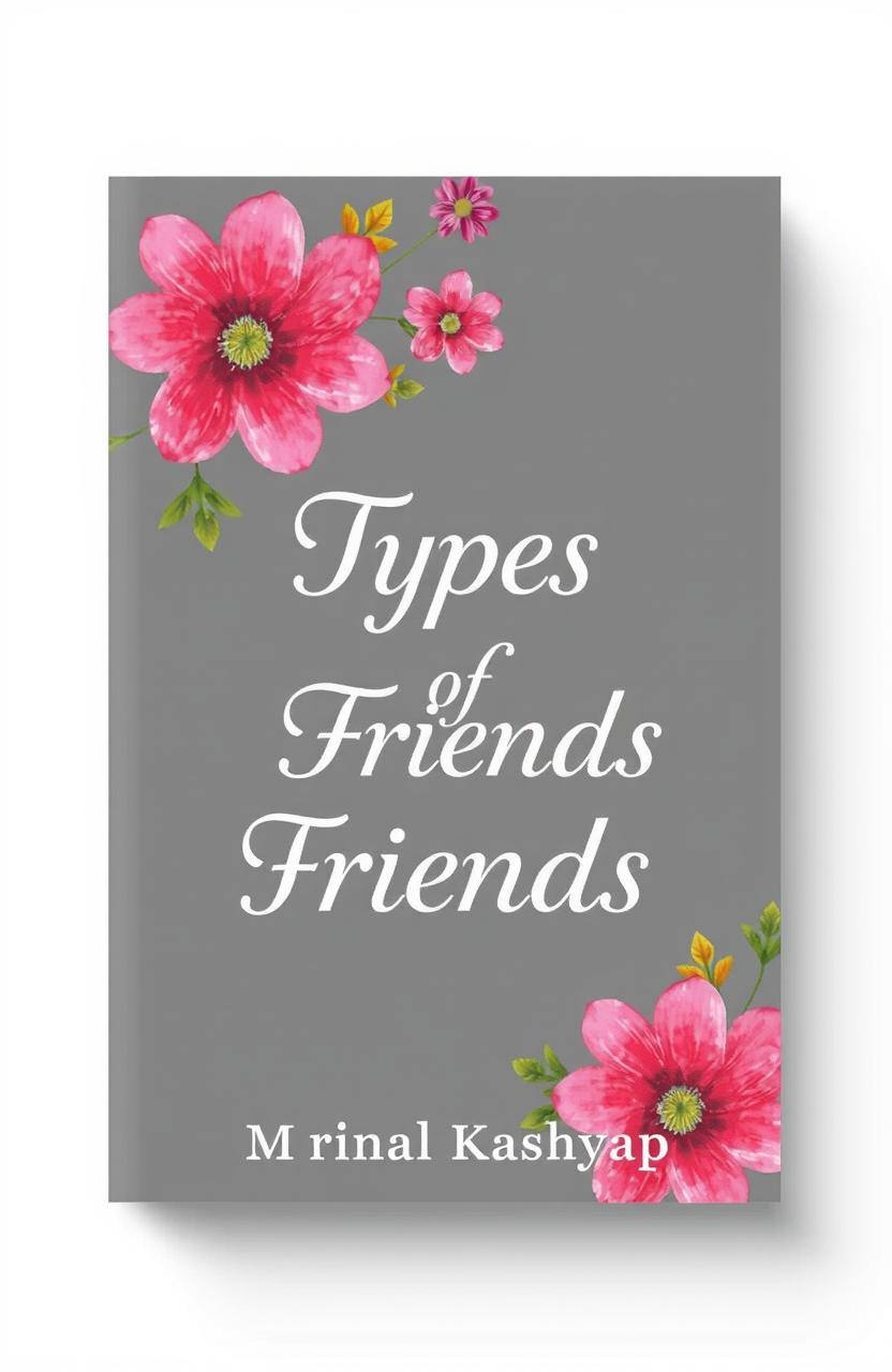 A beautiful book cover design for a book titled 'Types of Friends' by Mrinal Kashyap