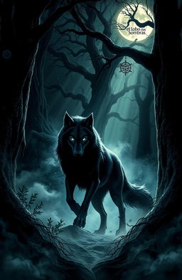 A mystical depiction of 'El Lobo de las Sombras', a powerful shadow wolf