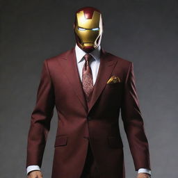 A creative fusion of Iron Man in the style of a mafia boss. Dressed in a slick suit while retaining elements of the iconic Iron Man armor, exuding an aura of power and sophistication