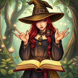 Un dibujo de una mujer humana maga para una hoja de personajes de D&D, con largo cabello rubio suelto