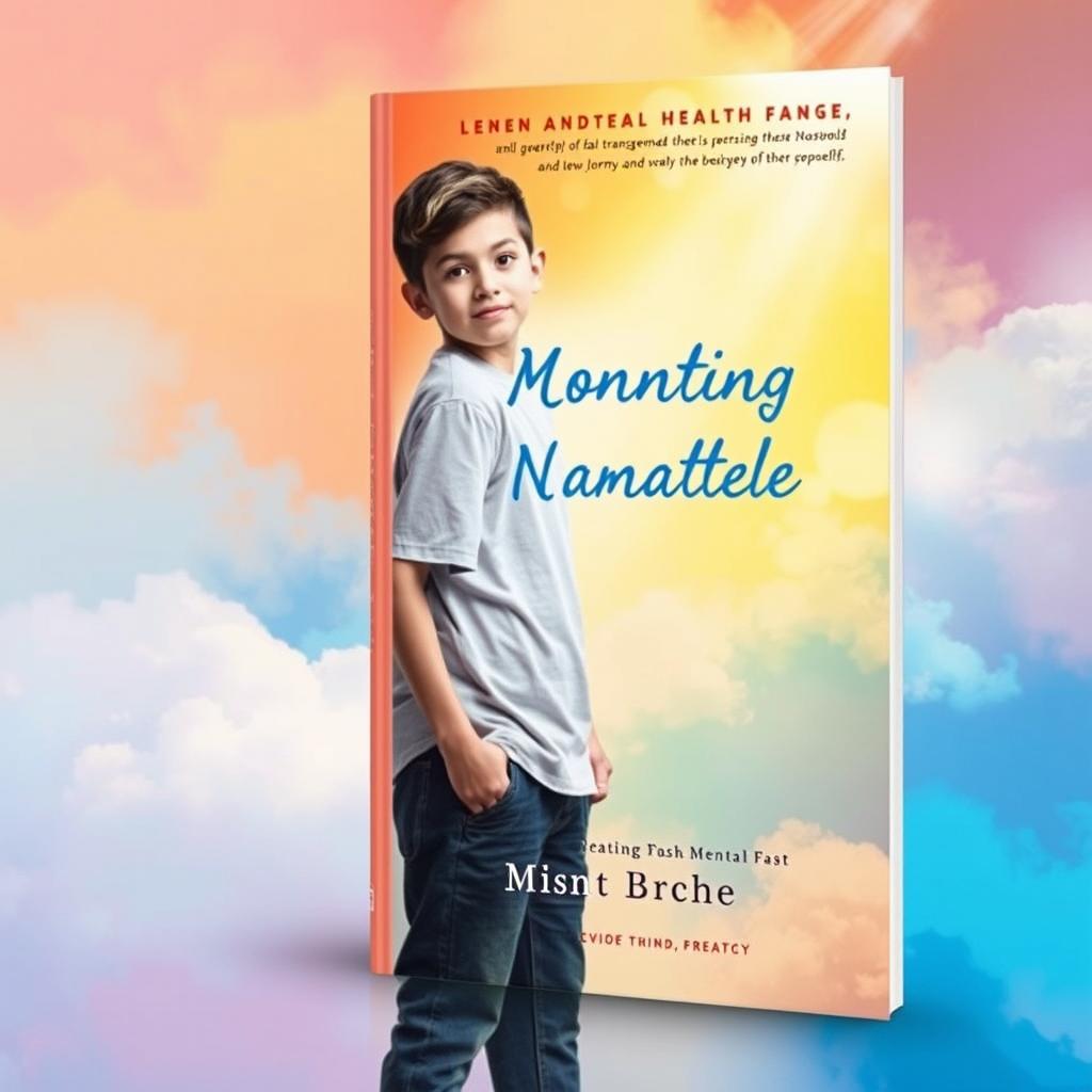 A compelling and vibrant book cover design focused on mental health themes, featuring a transgender boy standing confidently in a colorful, abstract background that symbolizes self-discovery and the journey of finding oneself