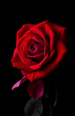 A beautiful and vibrant rose with rich, deep colors, set against a dark, moody background